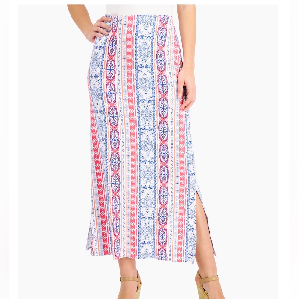 NWT Printed knit maxi skirt by JN Collection- Size L